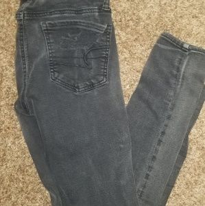 Black destroyed American Eagle skinny jeans